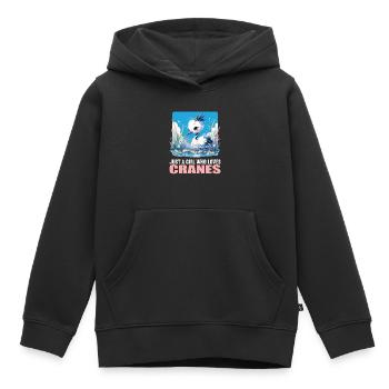 Kraniche Kranich - Kinder Premium Organic Hoodie - Schwarz - Vorne - AI Model Kid Male (0cm)