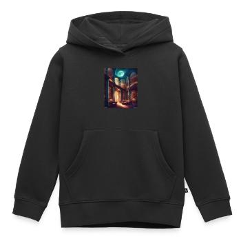 Fantasy library - Kids Premium Organic Hoodie - black - Front - AI Model Kid Male (0cm)