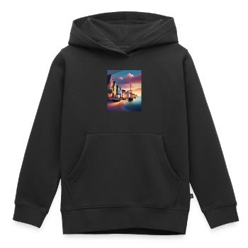 Hafen der Stadt Dänemark - Kinder Premium Organic Hoodie - Schwarz - Vorne - AI Model Kid Male (0cm)