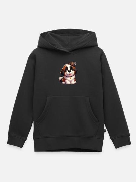saint bernard 8 - Sweat Premium à capuche enfant bio - noir