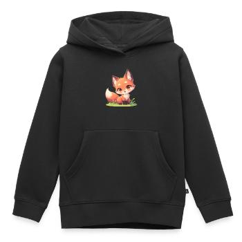 Renards Renard - Sweat Premium à capuche enfant bio - noir - Devant - AI Model Kid Male (0cm)
