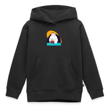 Le chat fête son cinquième anniversaire - Sweat Premium à capuche enfant bio - noir - Devant - AI Model Kid Male (0cm)