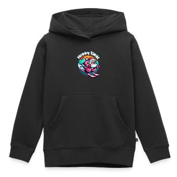 Weihnachtsmann Weihnachten Skifahren Winter Schnee - Kinder Premium Organic Hoodie - Schwarz - Vorne - AI Model Kid Male (0cm)