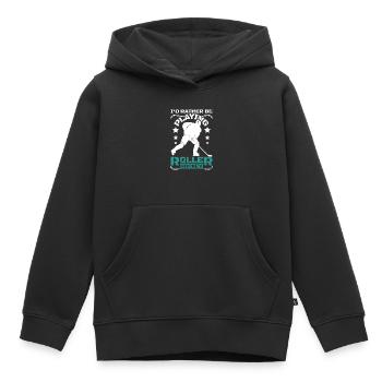 Je préfère jouer au roller hockey - Sweat Premium à capuche enfant bio - noir - Devant - AI Model Kid Male (0cm)
