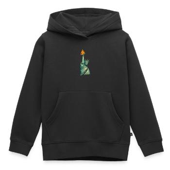 Statue de la Liberté avec torche à pizza Artwork Nouveau - Sweat Premium à capuche enfant bio - noir - Devant - AI Model Kid Male (0cm)