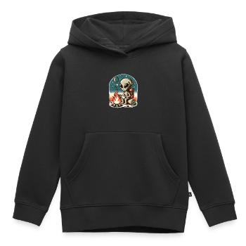 Alien Lagerfeuer Wanderung - Kinder Premium Organic Hoodie - Schwarz - Vorne - AI Model Kid Male (0cm)