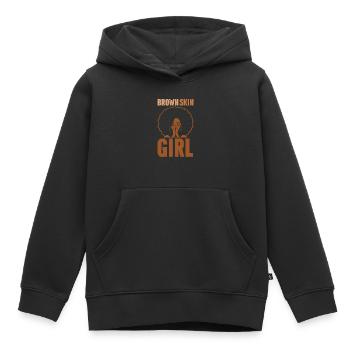 Brown Skin Girl Melanin Brown Skin Black - Kids Premium Organic Hoodie - black - Front - AI Model Kid Male (0cm)