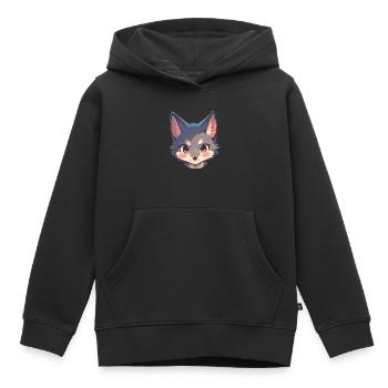 Renards gris Renard gris - Sweat Premium à capuche enfant bio - noir - Devant - AI Model Kid Male (0cm)