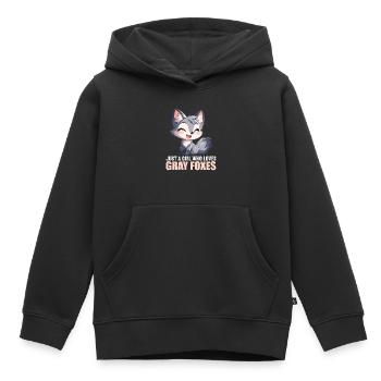 Renards gris Renard gris - Sweat Premium à capuche enfant bio - noir - Devant - AI Model Kid Male (0cm)