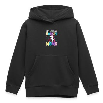 I Love Hockey Moms Hockey Moms Illustration für - Kinder Premium Organic Hoodie - Schwarz - Vorne - AI Model Kid Male (0cm)
