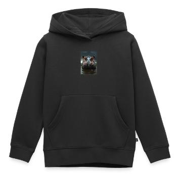 Hippopotame Hippopotame - Sweat Premium à capuche enfant bio - noir - Devant - AI Model Kid Male (0cm)