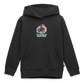 Hippopotame Hippopotame - Sweat Premium à capuche enfant bio - noir - Devant - AI Model Kid Male (0cm)