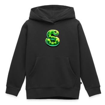 Snake Adventure – Green Letter S - Kids Premium Organic Hoodie - black - Front - AI Model Kid Male (0cm)