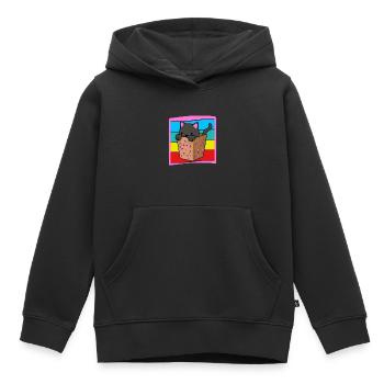 Chat dans une boîte - Sweat Premium à capuche enfant bio - noir - Devant - AI Model Kid Male (0cm)