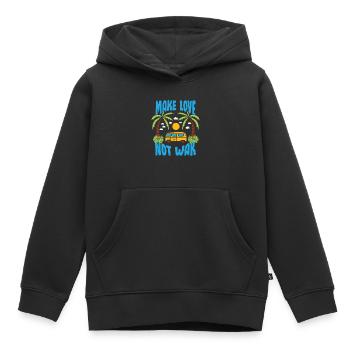 Make Love Not War Flowerpower Hippie - Kinder Premium Organic Hoodie - Schwarz - Vorne - AI Model Kid Male (0cm)