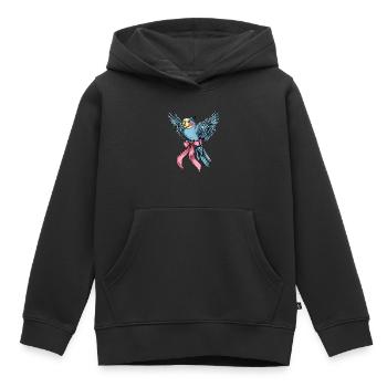 Coquette Bow Perruche Perruche Perroquet - Sweat Premium à capuche enfant bio - noir - Devant - AI Model Kid Male (0cm)
