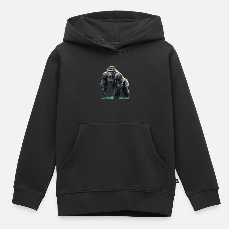 Gorilles de montagne Gorille de montagne - Sweat Premium à capuche enfant bio - noir