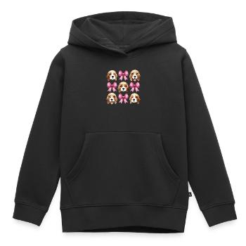 Coquette noeud Beagle Chien Maman Ruban Rose - Sweat Premium à capuche enfant bio - noir - Devant - AI Model Kid Male (0cm)