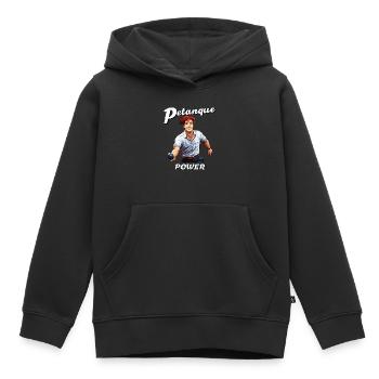 PUISSANCE DE LA PÉTANQUE - Sweat Premium à capuche enfant bio - noir - Devant - AI Model Kid Male (0cm)