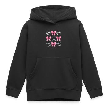 Coquette Bow Hameçon Pink Bow - Sweat Premium à capuche enfant bio - noir - Devant - AI Model Kid Male (0cm)