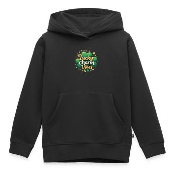 Lucky Charm Vibes Lucky Clover Lucky Positive - Kids Premium Organic Hoodie - black - Front - AI Model Kid Male (0cm)