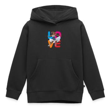 L’AMOUR DU PATINAGE ARTISTIQUE - Sweat Premium à capuche enfant bio - noir - Devant - AI Model Kid Male (0cm)