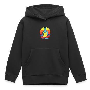 3047 ColorfulYogaTshirt PR t-shirt - Sweat Premium à capuche enfant bio - noir - Devant - AI Model Kid Male (0cm)