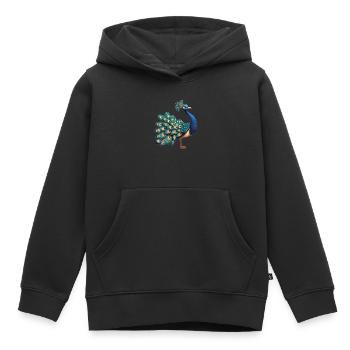 Paons Paon - Sweat Premium à capuche enfant bio - noir - Devant - AI Model Kid Male (0cm)