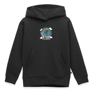 STOP THE WAR - Kids Premium Organic Hoodie - black - Front - AI Model Kid Male (0cm)
