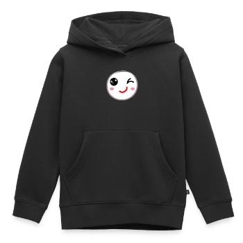 Clin d’œil sourire - Sweat Premium à capuche enfant bio - noir - Devant - AI Model Kid Male (0cm)
