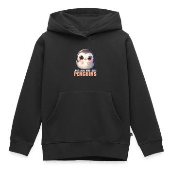 Pingouins Pingouin - Sweat Premium à capuche enfant bio - noir - Devant - AI Model Kid Male (0cm)