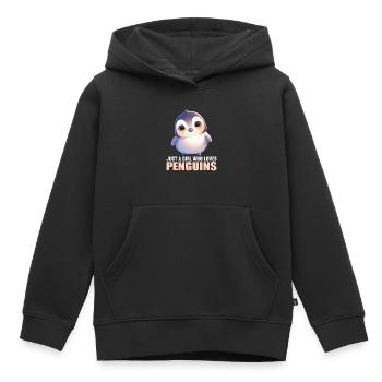 Pingouins Pingouin - Sweat Premium à capuche enfant bio - noir - Devant - AI Model Kid Male (0cm)