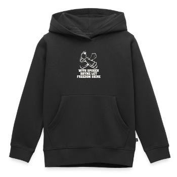 Poésie Slam Comptine parlée Poésie slam - Sweat Premium à capuche enfant bio - noir - Devant - AI Model Kid Male (0cm)