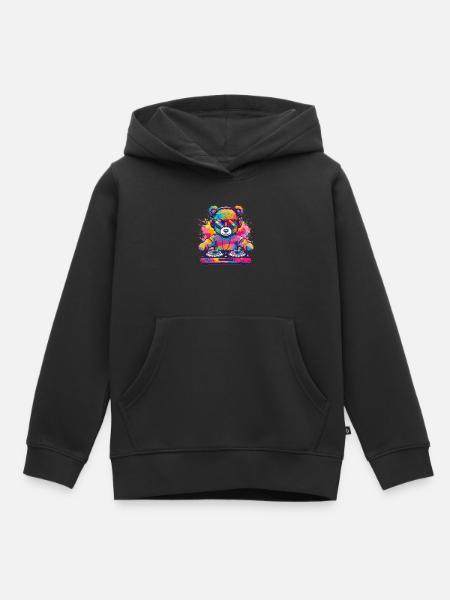 Bunter DJ Teddy - Kinder Premium Organic Hoodie - Schwarz