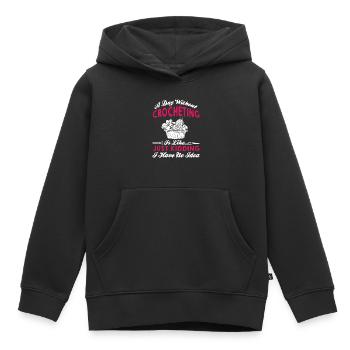 A Day Without Crocheting - Kids Premium Organic Hoodie - black - Front - AI Model Kid Male (0cm)