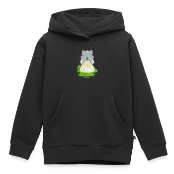 Chat Voile de mariée Mariage - Sweat Premium à capuche enfant bio - noir - Devant - AI Model Kid Male (0cm)