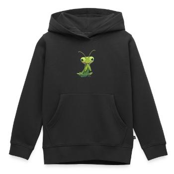 Mantes religieuses Mantes religieuses - Sweat Premium à capuche enfant bio - noir - Devant - AI Model Kid Male (0cm)