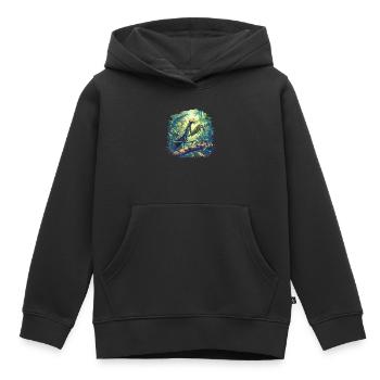 Mantes religieuses Mantes religieuses - Sweat Premium à capuche enfant bio - noir - Devant - AI Model Kid Male (0cm)