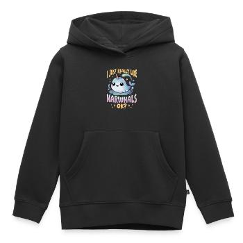 Narwhal Chibi Kawaii - Kinder Premium Organic Hoodie - Schwarz - Vorne - AI Model Kid Male (0cm)
