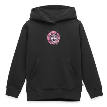 Wolf mit Kirschblüten - Kinder Premium Organic Hoodie - Schwarz - Vorne - AI Model Kid Male (0cm)