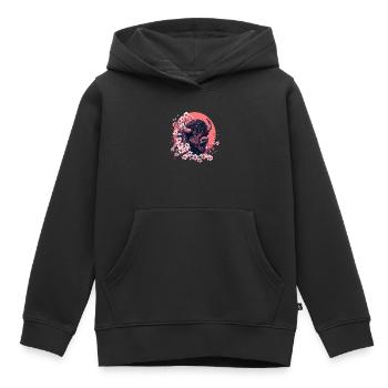 Bison mit Kirschblüten - Kinder Premium Organic Hoodie - Schwarz - Vorne - AI Model Kid Male (0cm)