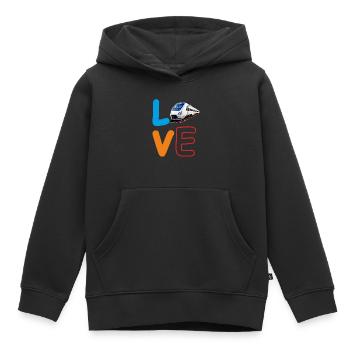 LOVE TRAIN TRAIN - Kids Premium Organic Hoodie - black - Front - AI Model Kid Male (0cm)