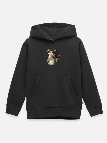 Frosch - Kinder Premium Organic Hoodie - Schwarz