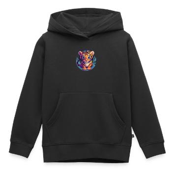Süßer Tiger mit großen Augen - Kinder Premium Organic Hoodie - Schwarz - Vorne - AI Model Kid Male (0cm)