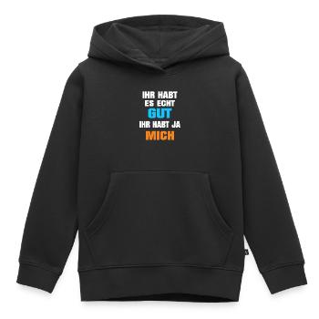Tu l’as bien, tu m’as eu, drôle, professionnel - Sweat Premium à capuche enfant bio - noir - Devant - AI Model Kid Male (0cm)