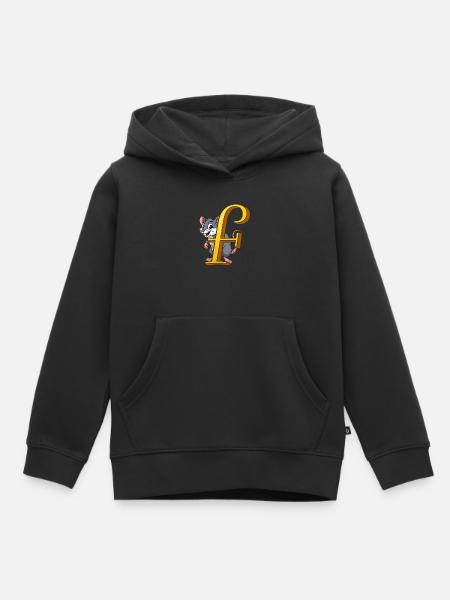 BUCHSTABE F - Kinder Premium Organic Hoodie - Schwarz