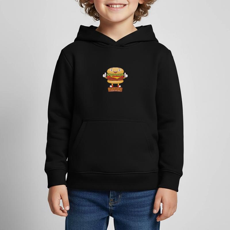Cute Burger Cartoon Art Kids Premium Organic Hoodie