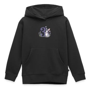 3. Geburtstag 3 Jahre Hase Häschen Lavendel Lila - Kinder Premium Organic Hoodie - Schwarz - Vorne - AI Model Kid Male (0cm)