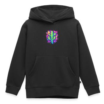 Farbenfrohe Kaktus Kunst - Kinder Premium Organic Hoodie - Schwarz - Vorne - AI Model Kid Male (0cm)