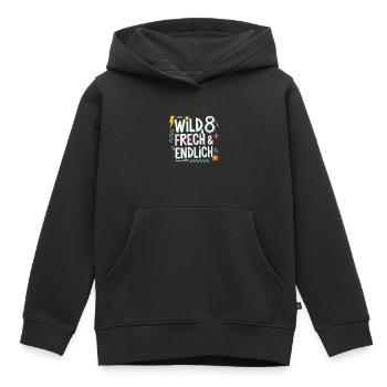 Sauvage, effronté et enfin 8 ans 8e anniversaire - Sweat Premium à capuche enfant bio - noir - Devant - AI Model Kid Male (0cm)